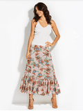 RUFFLE ME RIGHT FLORAL MAXI SKIRT - B ANN'S BOUTIQUE