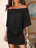 RUFFLE OVERLAY FITTED DRESS - B ANN'S BOUTIQUE, LLC