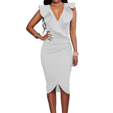 RUFFLED FITTED WRAP DRESS - B ANN'S BOUTIQUE, LLC