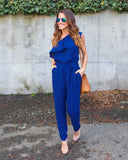 RUFFLED ONE SHOULDER CASUAL CHIC JUMPSUIT - B ANN'S BOUTIQUE, LLC