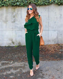 RUFFLED ONE SHOULDER CASUAL CHIC JUMPSUIT - B ANN'S BOUTIQUE, LLC