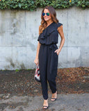 RUFFLED ONE SHOULDER CASUAL CHIC JUMPSUIT - B ANN'S BOUTIQUE, LLC