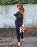 RUFFLED ONE SHOULDER CASUAL CHIC JUMPSUIT - B ANN'S BOUTIQUE, LLC