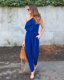 RUFFLED ONE SHOULDER CASUAL CHIC JUMPSUIT - B ANN'S BOUTIQUE, LLC