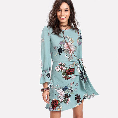 RUFFLES ARE SO RIGHT WRAP DRESS - B ANN'S BOUTIQUE