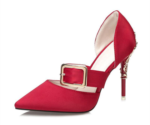 SATIN PUMP WITH GOLD DETAIL - B ANN'S BOUTIQUE, LLC