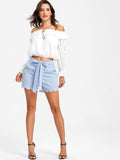 SCALLOP STRIPED IS JUST RIGHT SHORTS - B ANN'S BOUTIQUE