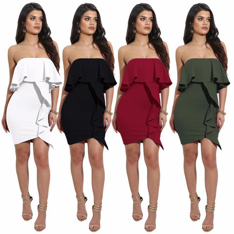 SEXY CHIC STRAPLESS RUFFLE DRESS - B ANN'S BOUTIQUE