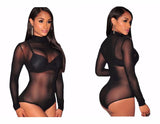 SHEER MESH LONGSLEEVES BODYSUIT - B ANN'S BOUTIQUE, LLC