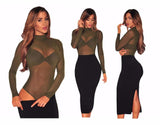 SHEER MESH LONGSLEEVES BODYSUIT - B ANN'S BOUTIQUE, LLC