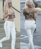 SIDE LACE-UP JEANS - B ANN'S BOUTIQUE