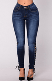 SIDE LACE-UP SKINNY JEANS - B ANN'S BOUTIQUE