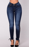 SIDE LACE-UP SKINNY JEANS - B ANN'S BOUTIQUE