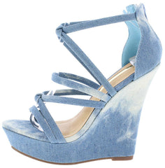 STELLA CROSS-STRAP WEDGE (DENIM)