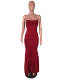 STRAPLESS RUFFLED EVENING GOWN - B ANN'S BOUTIQUE, LLC
