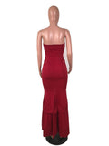 STRAPLESS RUFFLED EVENING GOWN - B ANN'S BOUTIQUE, LLC