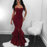 STRAPLESS RUFFLED EVENING GOWN - B ANN'S BOUTIQUE, LLC