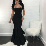STRAPLESS RUFFLED EVENING GOWN - B ANN'S BOUTIQUE, LLC