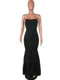 STRAPLESS RUFFLED EVENING GOWN - B ANN'S BOUTIQUE, LLC