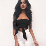 STRAPLESS SASH TIE CROPPED TOP - B ANN'S BOUTIQUE