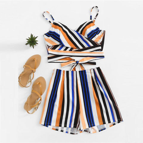 STRIPE IT RIGHT SHORT SET - B ANN'S BOUTIQUE