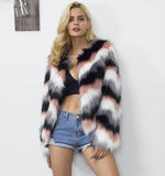 STRIPED FAUX FUR JACKET - B ANN'S BOUTIQUE