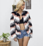 STRIPED FAUX FUR JACKET - B ANN'S BOUTIQUE