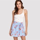 STRIPED FLORAL RUFFLE MINI SKIRT - B ANN'S BOUTIQUE, LLC