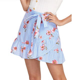STRIPED FLORAL RUFFLE MINI SKIRT - B ANN'S BOUTIQUE, LLC