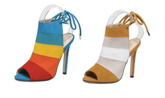 STRIPED SLINGBACK OPEN TOE BOOTIE