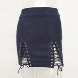 SUEDE LACE-UP MINI-SKIRT - B ANN'S BOUTIQUE