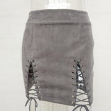 SUEDE LACE-UP MINI-SKIRT - B ANN'S BOUTIQUE