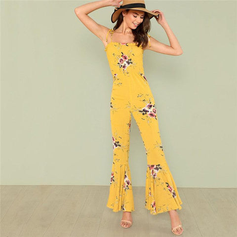 SUNNY SKIES & FLORAL FIELDS RUFFLED JUMPSUIT - B ANN'S BOUTIQUE