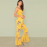 SUNNY SKIES & FLORAL FIELDS RUFFLED JUMPSUIT - B ANN'S BOUTIQUE