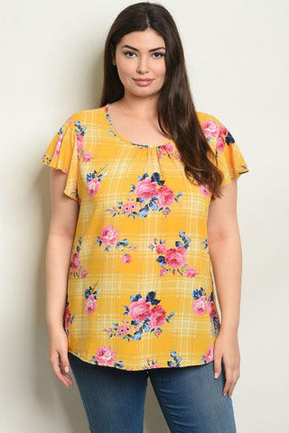 SUNSHINE FLORAL PATCH TOP - B ANN'S BOUTIQUE