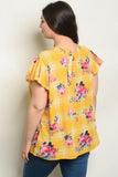 SUNSHINE FLORAL PATCH TOP - B ANN'S BOUTIQUE