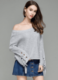 SWEATER PULLOVER WITH PAGODA LACE-UP SLEEVES - B ANN'S BOUTIQUE, LLC