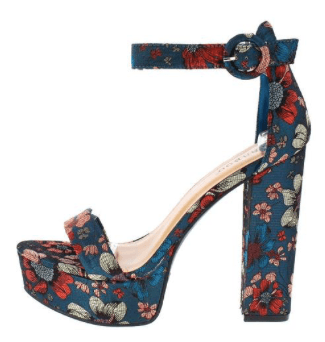 TEAL FLORAL OPEN TOE ANKLE STRAP PLATFORM HEEL - B ANN'S BOUTIQUE