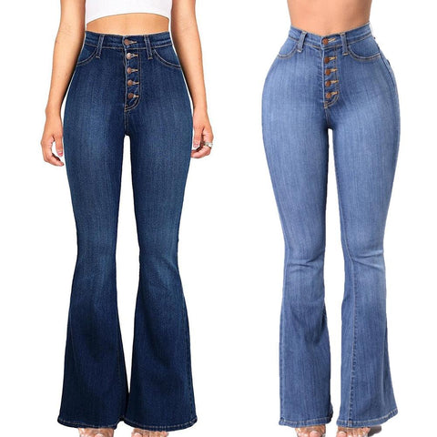 THE BUTTON-UP FLARE JEANS - B ANN'S BOUTIQUE