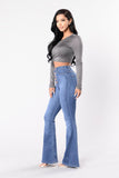 THE BUTTON-UP FLARE JEANS - B ANN'S BOUTIQUE
