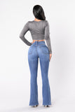 THE BUTTON-UP FLARE JEANS - B ANN'S BOUTIQUE