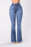 THE BUTTON-UP FLARE JEANS - B ANN'S BOUTIQUE