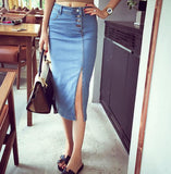 THE DENIM BUTTON-UP SPLIT SKIRT - B ANN'S BOUTIQUE, LLC