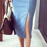 THE DENIM BUTTON-UP SPLIT SKIRT - B ANN'S BOUTIQUE, LLC