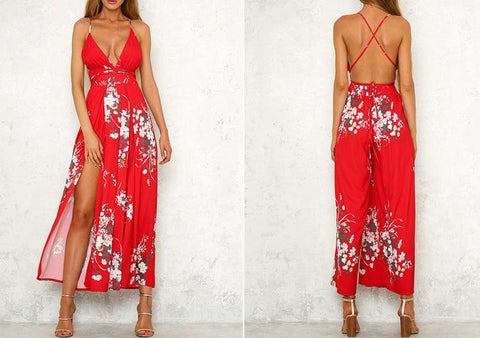 THE SPLIT BOUQUET JUMPSUIT - B ANN'S BOUTIQUE