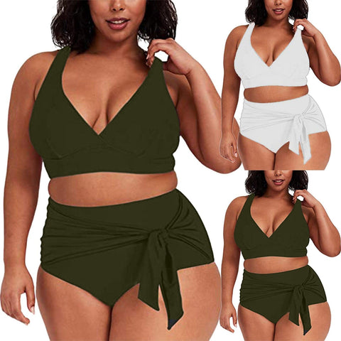 THE SULTRY LACE-UP: PLUS SIZE HIGH WASIT BIKINI WITH TANK STYLE TOP - B ANN'S BOUTIQUE, LLC