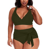 THE SULTRY LACE-UP: PLUS SIZE HIGH WASIT BIKINI WITH TANK STYLE TOP - B ANN'S BOUTIQUE, LLC
