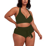 THE SULTRY LACE-UP: PLUS SIZE HIGH WASIT BIKINI WITH TANK STYLE TOP - B ANN'S BOUTIQUE, LLC