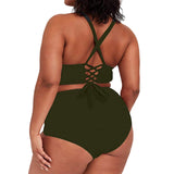 THE SULTRY LACE-UP: PLUS SIZE HIGH WASIT BIKINI WITH TANK STYLE TOP - B ANN'S BOUTIQUE, LLC
