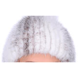 THICK MINK FUR HAT WITH FOX FUR TRIM - B ANN'S BOUTIQUE